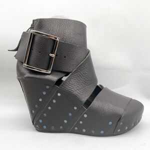 Trippen Esther Perbandt Soleil Womens 38 7.5 Black Studded Platform Wooden Wedge